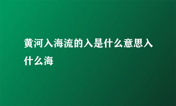 黄河入海流的入是什么意思入什么海