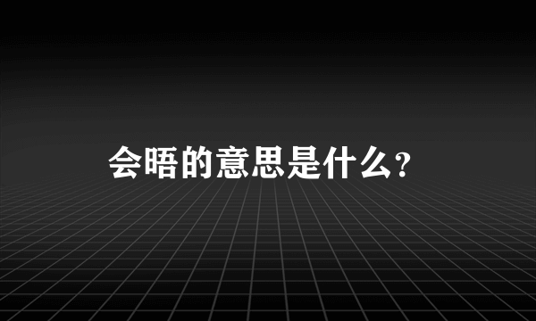 会晤的意思是什么？