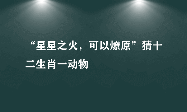 “星星之火，可以燎原”猜十二生肖一动物