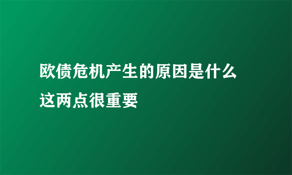 欧债危机产生的原因是什么 这两点很重要