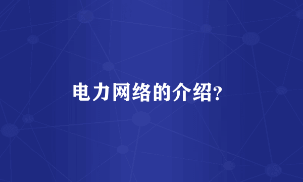 电力网络的介绍？