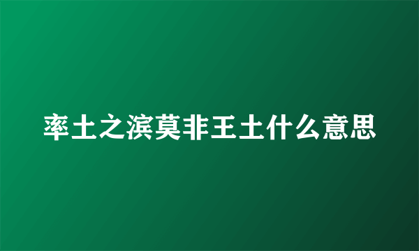 率土之滨莫非王土什么意思