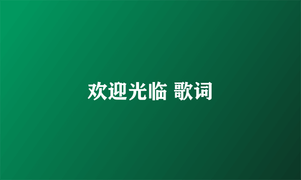 欢迎光临 歌词