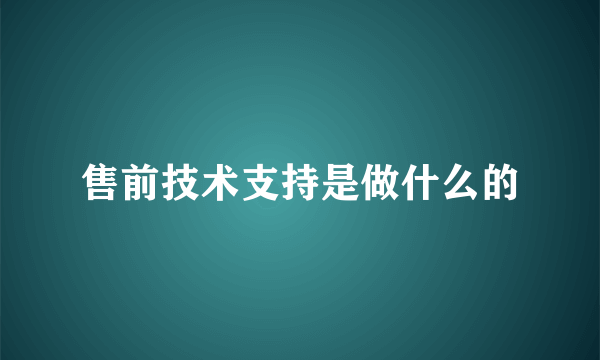 售前技术支持是做什么的