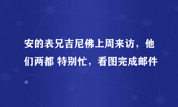 安的表兄吉尼佛上周来访，他们两都 特别忙，看图完成邮件。