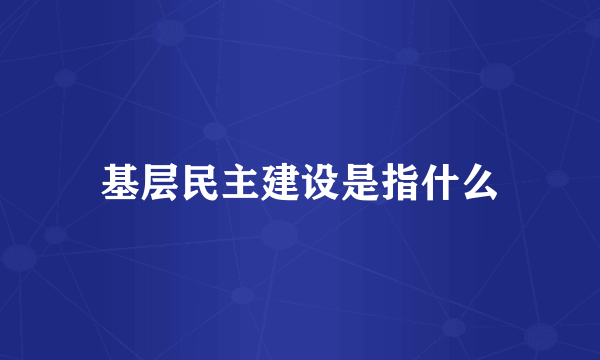 基层民主建设是指什么
