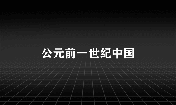公元前一世纪中国