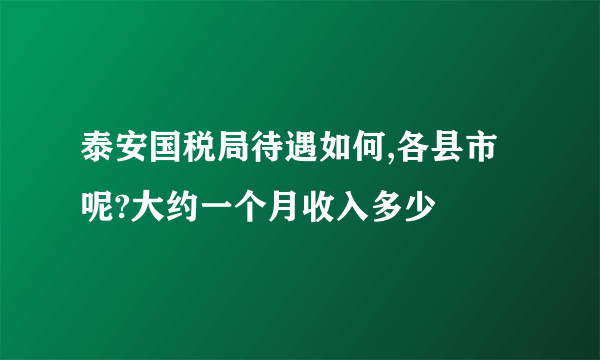泰安国税局待遇如何,各县市呢?大约一个月收入多少