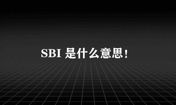 SBI 是什么意思！