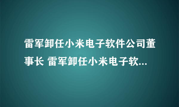 雷军卸任小米电子软件公司董事长 雷军卸任小米电子软件公司董事长怎么回事