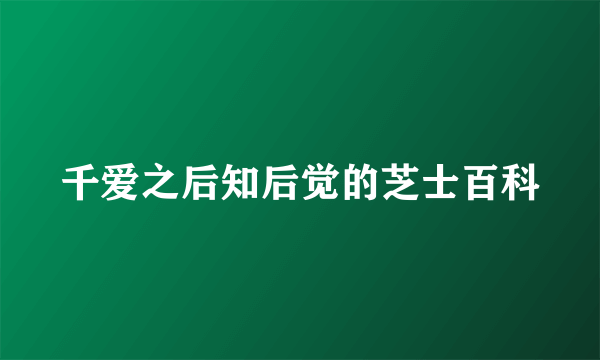 千爱之后知后觉的芝士百科