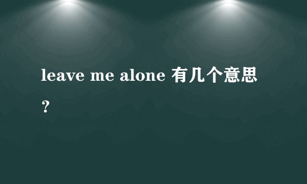 leave me alone 有几个意思？