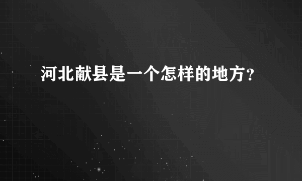 河北献县是一个怎样的地方？
