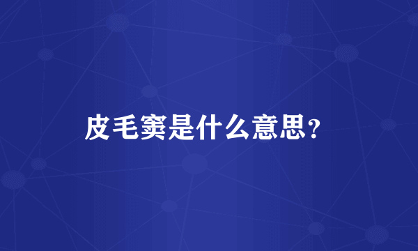 皮毛窦是什么意思？