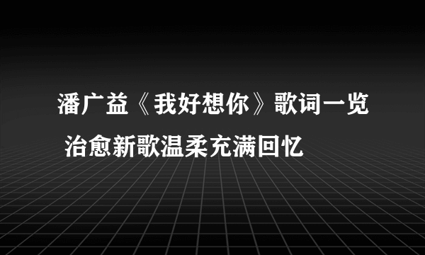潘广益《我好想你》歌词一览 治愈新歌温柔充满回忆