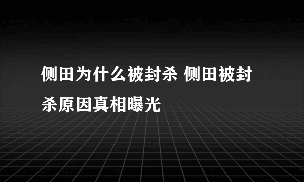 侧田为什么被封杀 侧田被封杀原因真相曝光