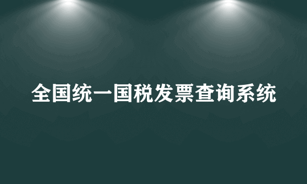 全国统一国税发票查询系统