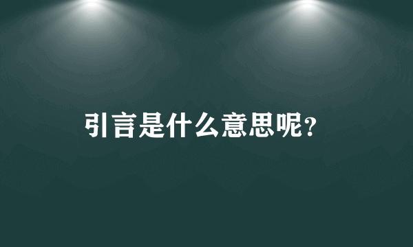 引言是什么意思呢？