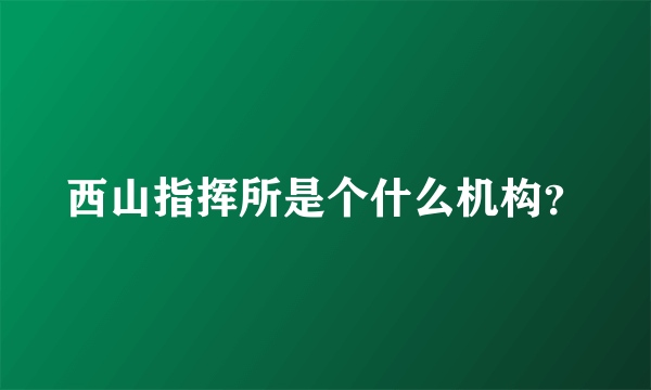 西山指挥所是个什么机构？