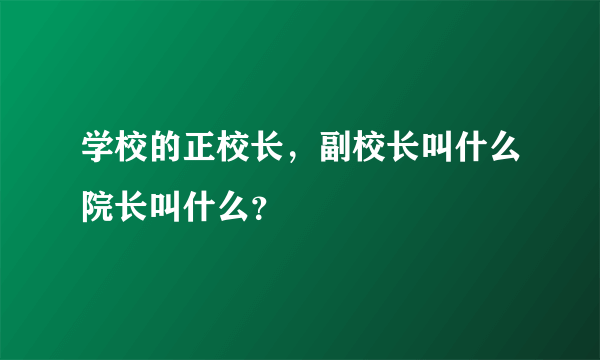学校的正校长，副校长叫什么院长叫什么？
