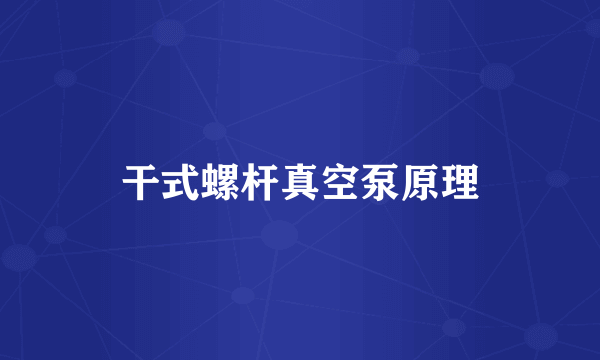 干式螺杆真空泵原理