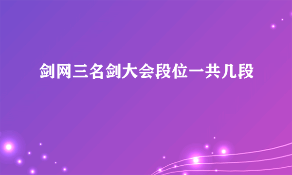 剑网三名剑大会段位一共几段