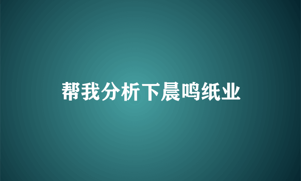帮我分析下晨鸣纸业
