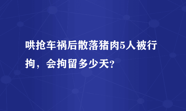 哄抢车祸后散落猪肉5人被行拘，会拘留多少天？