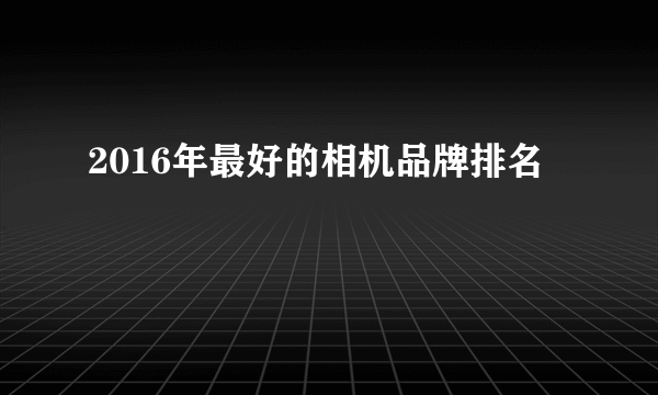 2016年最好的相机品牌排名