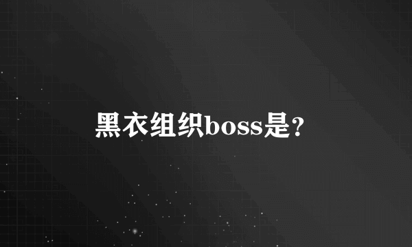 黑衣组织boss是？