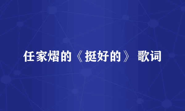任家熠的《挺好的》 歌词