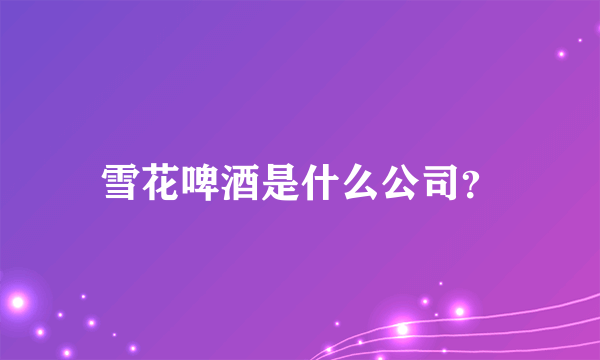 雪花啤酒是什么公司？