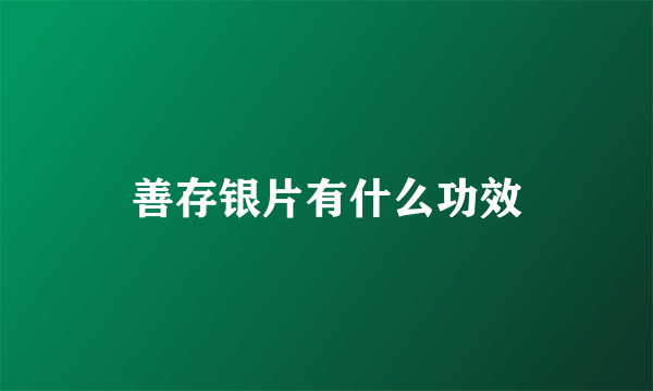 善存银片有什么功效