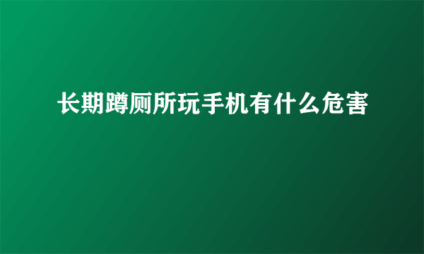 长期蹲厕所玩手机有什么危害