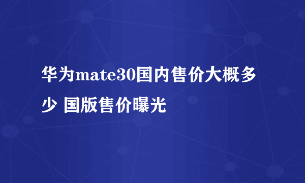华为mate30国内售价大概多少 国版售价曝光