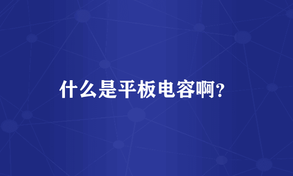 什么是平板电容啊？