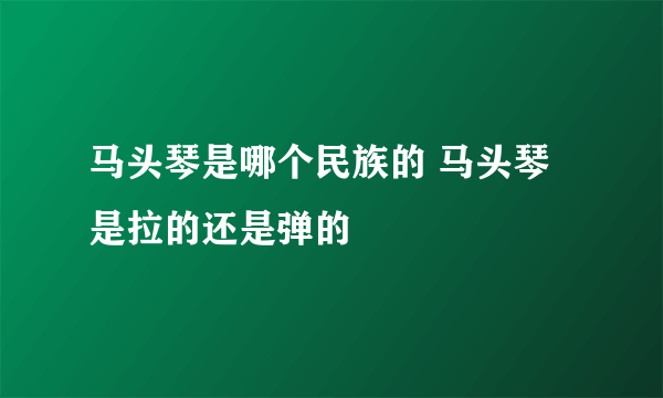 马头琴是哪个民族的 马头琴是拉的还是弹的