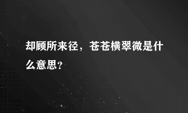却顾所来径，苍苍横翠微是什么意思？
