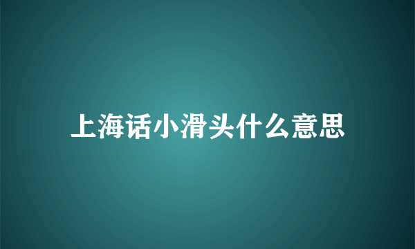 上海话小滑头什么意思