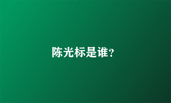 陈光标是谁？