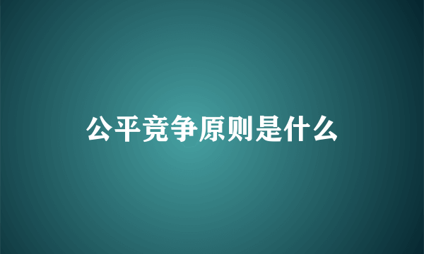 公平竞争原则是什么