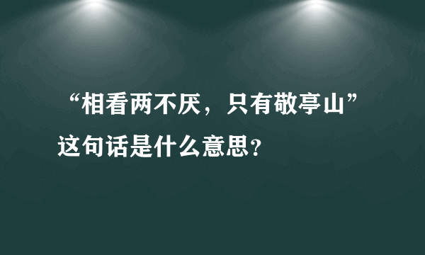 “相看两不厌，只有敬亭山”这句话是什么意思？