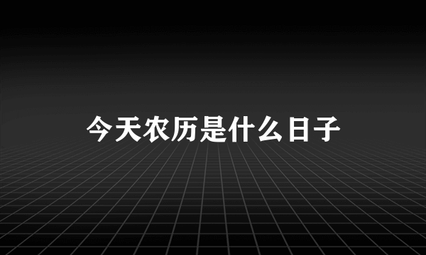 今天农历是什么日子