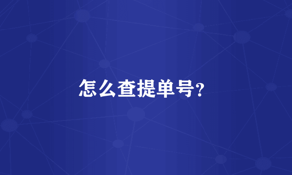 怎么查提单号？