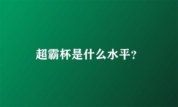 超霸杯是什么水平？