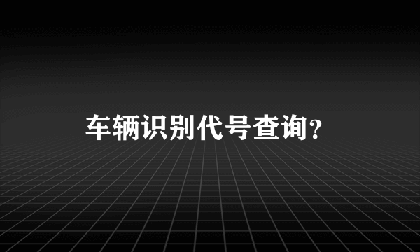 车辆识别代号查询？