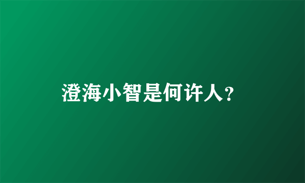 澄海小智是何许人？