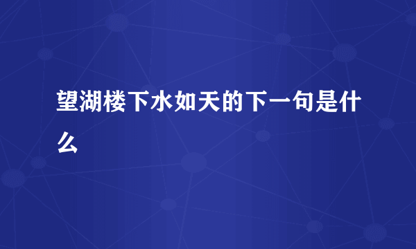 望湖楼下水如天的下一句是什么