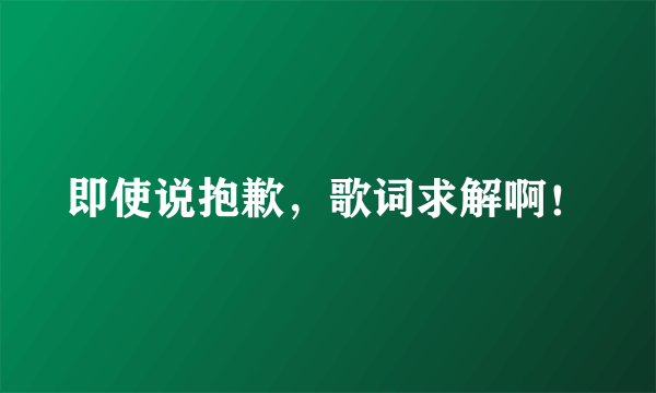 即使说抱歉，歌词求解啊！