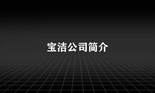 宝洁公司简介